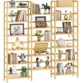 thumbnail image 4 of iSunirm Bookcase with Storage Home Decor Closet Organizers Toy Storage Triple Wide 6-Tier Bamboo 6ft Tall Bookcase with 17 Open Display Shelves Super Large Freestanding Book Shelf Natural, 4 of 6
