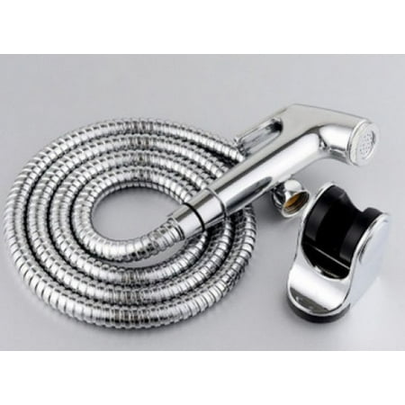 Handheld Bidet Sprayer Set, Bathroom Toilet Sprayer Kit with Flexible Hose and Wall Mount Holder, Durable Portable Water Sprayer Attachment for Toilet Floor & Wall Cleaning, 1 Set(Silver,4.8x2")