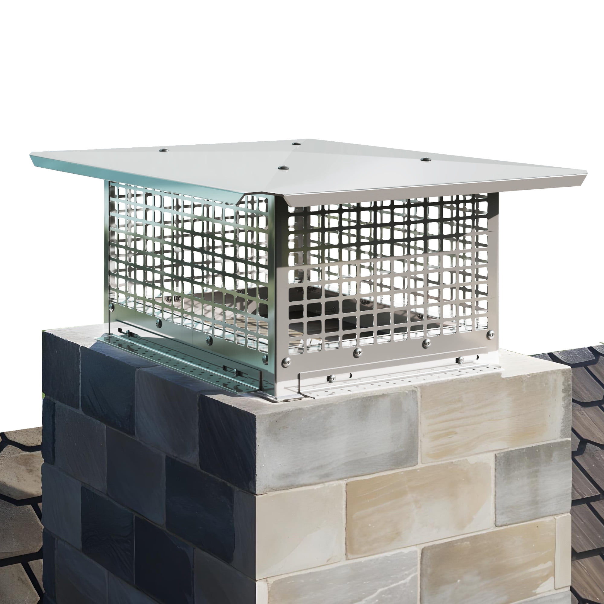 Uforic Adjustable Chimney Cap 17" x 13", Stainless Steel, Mesh for Fireplace, Wood Stove, Metal Outdoor Chimneys