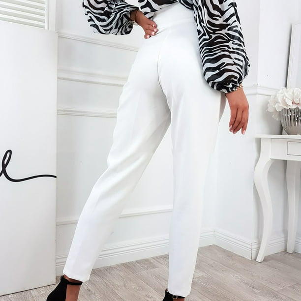Dress Pants for Women Stretch High Waist Pull on Pants Comfort Straight Leg  Work Office Lounge Trousers with Pockets