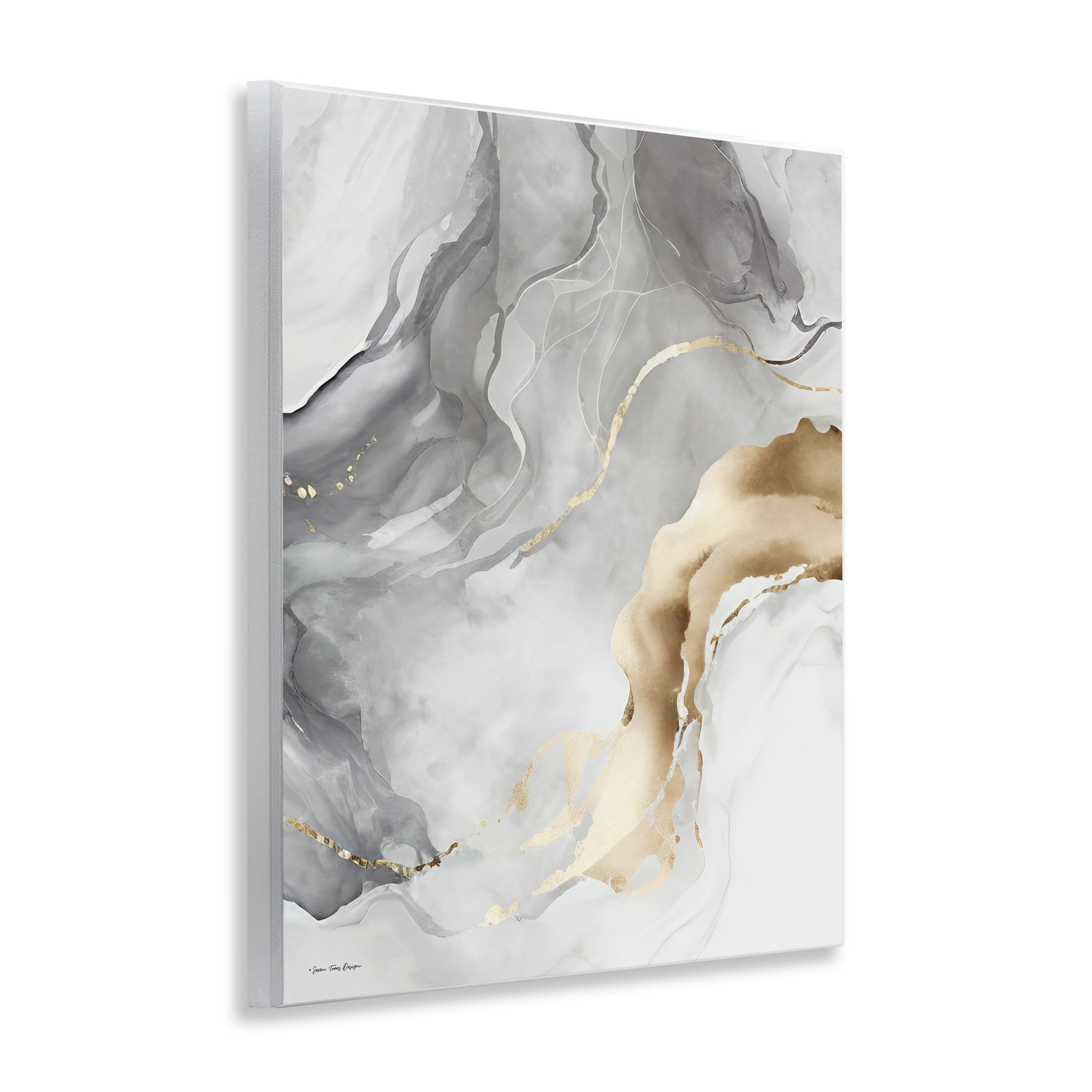 Stupell Industries Marbled Grey & Glam Abstract Painting Unframed Art Print Wall Art, 11 x 14