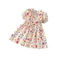 thumbnail image 2 of ATOGUTA Dresses for Toddler Girls Cotton Bubble Sleeve Cute Floral Printed Princess Dress Red, Sizes 2T-6, 2 of 3