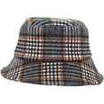 thumbnail image 5 of CoCopeaunts Bucket Hats for Men Winter Warm Vintage Plaid Fisherman Hats Flat Unisex Lattice Wool Basin Hat Soft Foldable, 5 of 8