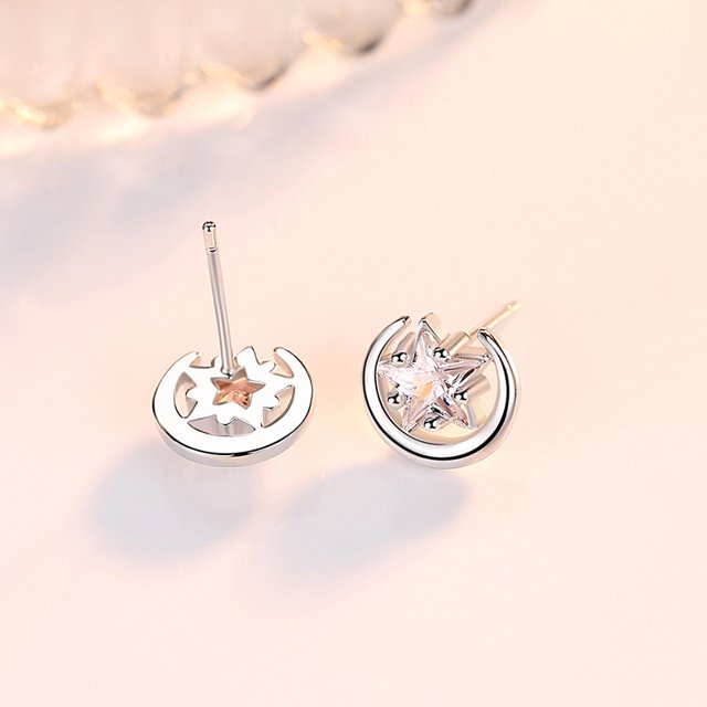 BONNY Joyería Plata 925 Stud Diamond Pendientes Perla Original Moissanite Mujer M019
