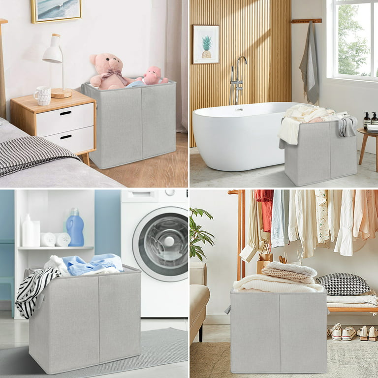 Folding Three Handle Hamper, Household Dirty Clothes Basket For Bathroom,  Collapsible Plastic Laundry Basket For Laundry Room - Temu