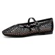 thumbnail image 1 of Zapatos planos Rihero, zapatillas de ballet de malla negra para mujer, talla 8, 1 of 6