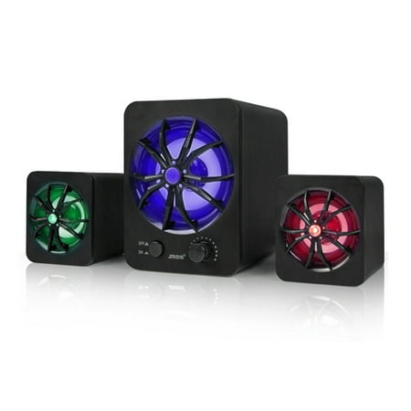 SADA D-207 Computer Speaker USB Wired Combination Speaker Colorful LED Bass Stereo Music Player Subwoofer (Best Home Subwoofer For Music)