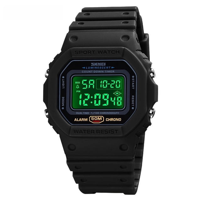 Reloj electrónico digital para hombre Moment Handsome, resistente a golpes, de plástico, con hebilla LED, para estudiantes, para exteriores, cuadrado, deportivo, para parejas