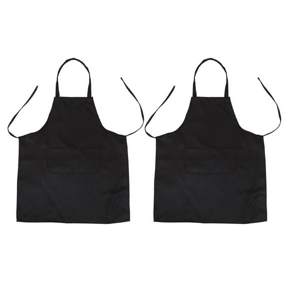 2X Unisex 2 Pocket Black Kitchen Apron Bib, One Size in Medium,2 X Kitchen Apron Bib One Size,Black