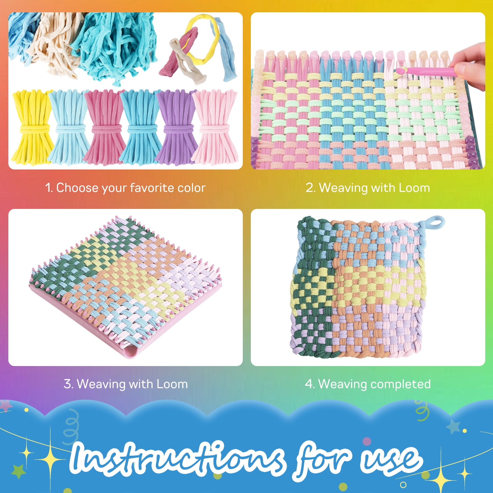 Threns 600Pcs Refill Loops for 7 inch Weaving Loom,8 Color Loom Loops for Potholder Making,Durable Nylon Craft Bands for Kids Adults DIY Projects
