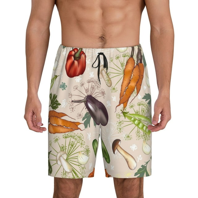 Fotbe Cute Vegetables Pantalones Cortos de Pijama para Hombre, Ropa de Dormir, Pantalones de Pijama Cortos para Hombre-Large