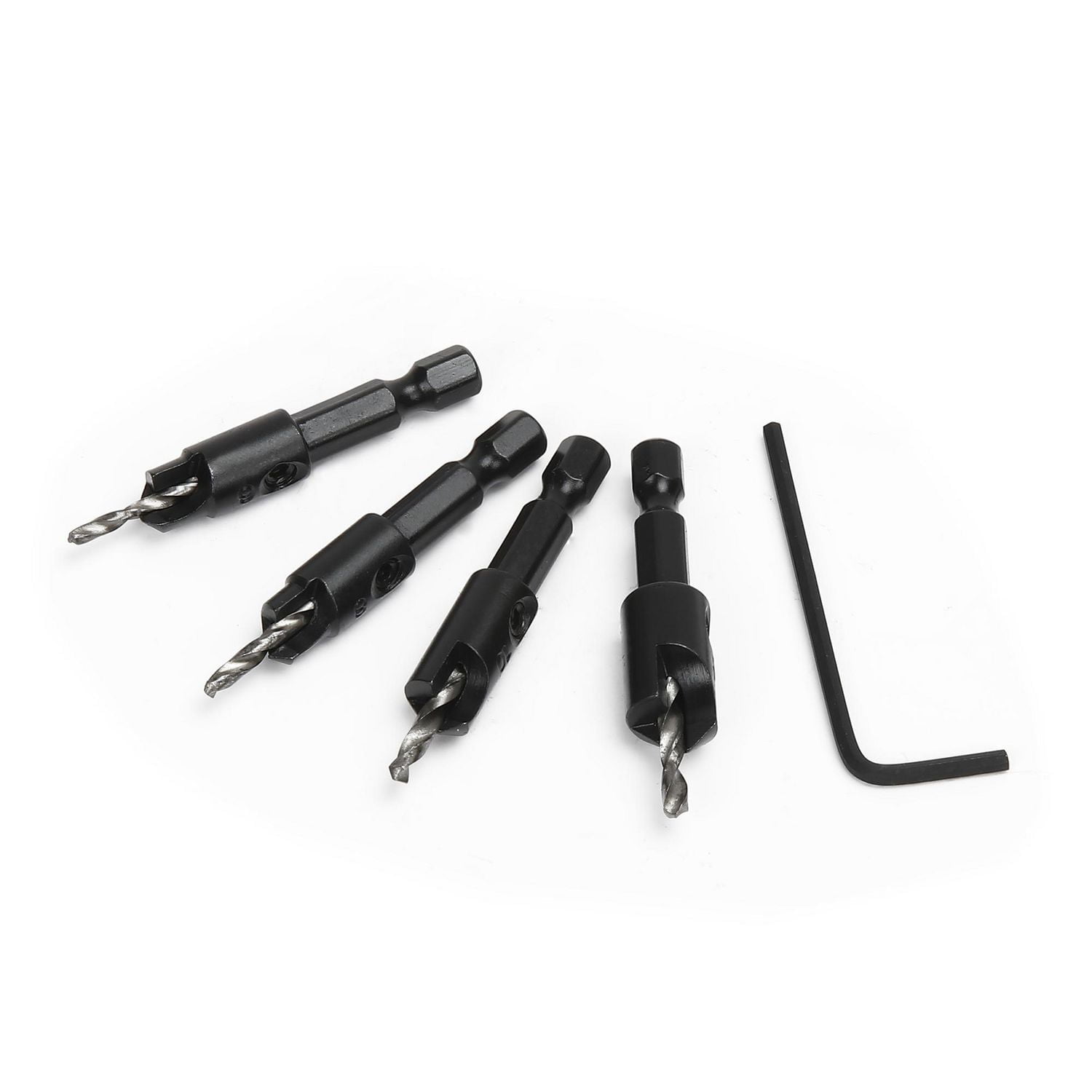 WorkPro Countersink Drill Bits - 5 Piece, Black oxide finish