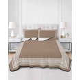 thumbnail image 3 of Quilts Full Size, Brown Geometric Soft Comforter Bedding Set for Bed, White Greek Key Design Abstract Modern Art Lightweight Quilted Bedspread with Pillow Cover(2 Pieces) for All Season, 78x90 Inch, 3 of 6
