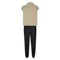 thumbnail image 4 of Womens 2 Piece Sweat Suit Solid Color Short Sleeved Round Neck Pocket Top And Casual Pants Set, 4 of 5