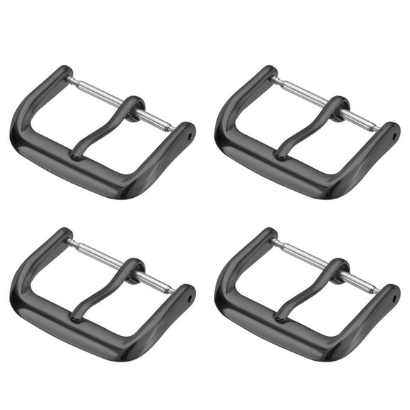 Uxcell 4Pcs Watch Band Replacement Buckle 20mm 316L Stainless Steel Clasp, for Leather  Canvas Watch Bands, Black Tone