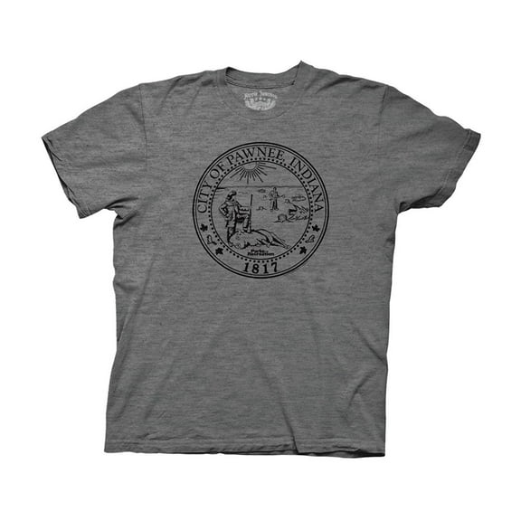 Parks & Recreation Adult Unisex Pawnee Seal Crew T-Shirt Heather Graphite
