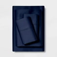 thumbnail image 2 of Split Cal King Size Bed Sheet Set 5 Piece, ( 2 Fitted Sheet, 1 Flat Sheet and 2 Pillowcases ) 100% Egyptian Cotton, 14" Deep Pocket, 600 Thread Count, Cool and Breathable - -Navy Blue Solid, 2 of 5