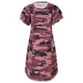 thumbnail image 2 of DondPO Midi Dresses for Women Summer Dresses Women'S Crewneck Camo Print Dress Loose Casual Dress Short Sleeved Loose Dress Plus Size Dresses Womens Dresses Red Dress L, 2 of 7