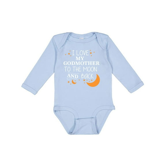 Inktastic I Love My Godmother to the Moon and Back Boys or Girls Long Sleeve Baby Bodysuit