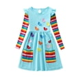thumbnail image 1 of Odeerbi Niñas de Manga Larga Del Arco Iris A Rayas Vestido de Algodón Vestido de Línea A Niños Empalme de Color de Impresión Vestido, 1 of 9