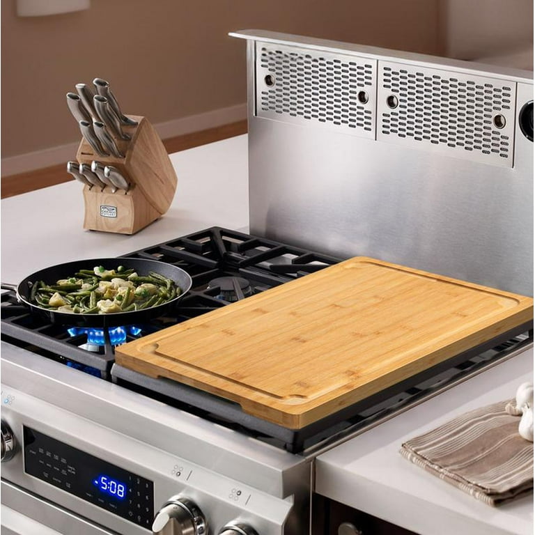 Stove Cover】Kikcoin Extra Large Wooden Cutting Board with