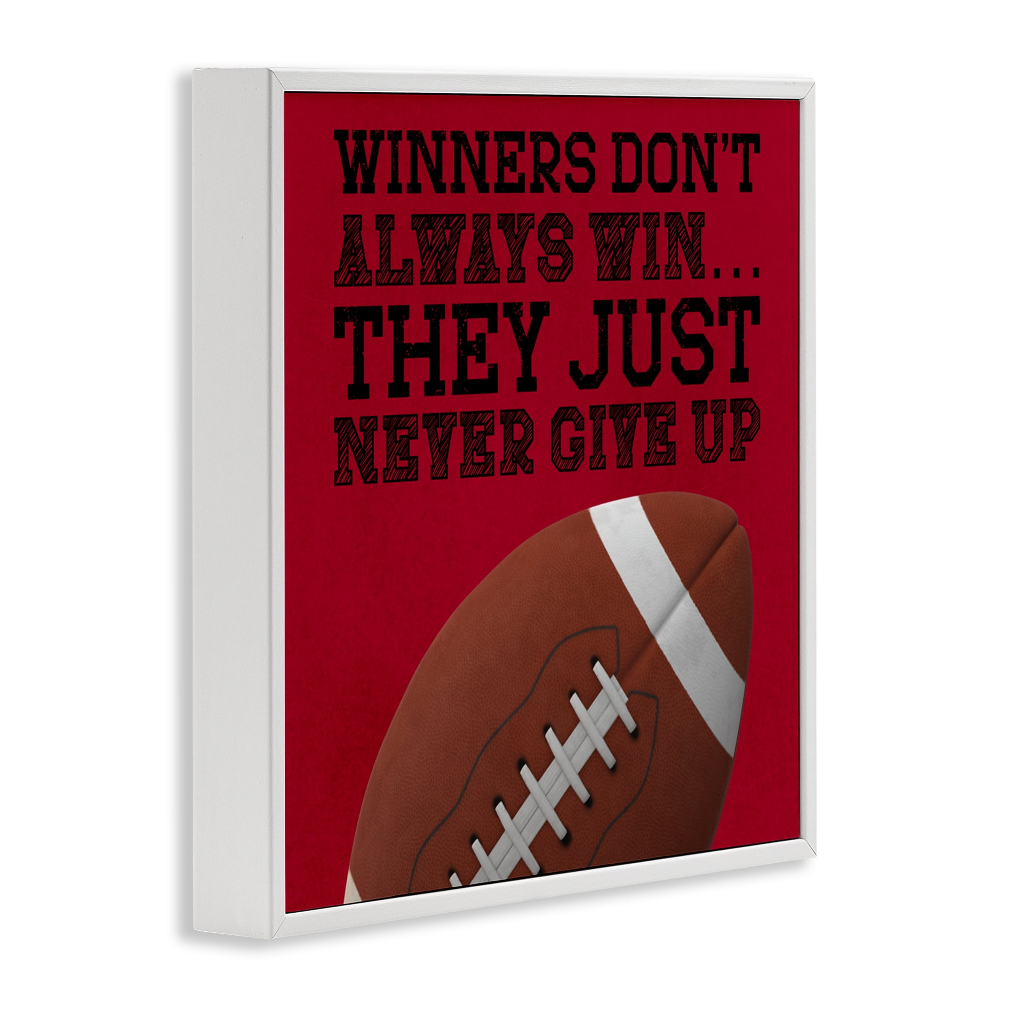 Winners Never Give Up White Framed Giclee Art, design by Marcus Prime
