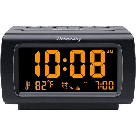 Alarm Clock Radios for Bedrooms with Battery Backup, Large Big Numbers with Dimmer Wheel, USB Port, Bedside Digital FM Radio with Sleep Timer, Temperature, Adjustable Volume, Snooze