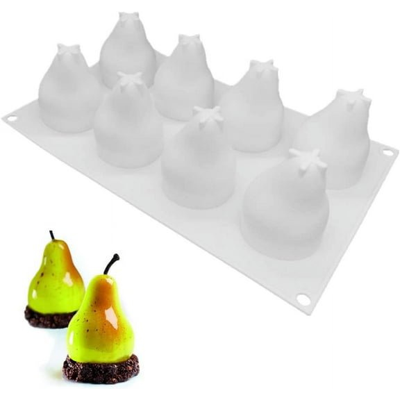 NAMZI Pear Shape Silicone Molds Cake Decorating Tools Bakeware French Dessert Mousse Cake Mold Baking Cupcake Silicone Mousse Mold - 8 Cavities (PEAR)