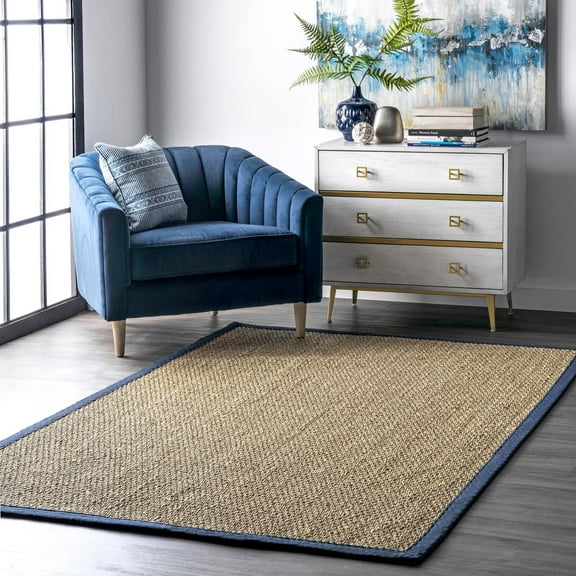 nuLOOM Elijah Farmhouse Seagrass Area Rug, 8', Navy