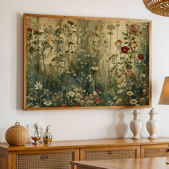 Wildflower Art Print Poster Gustav Klimt Style Poster Botanical Gold Background Floral Wall Art Vintage Flower Meadow Gallery Nature Wall Art Print Poster, Size 8x12 UNFFRAMED F03.1.6l1613