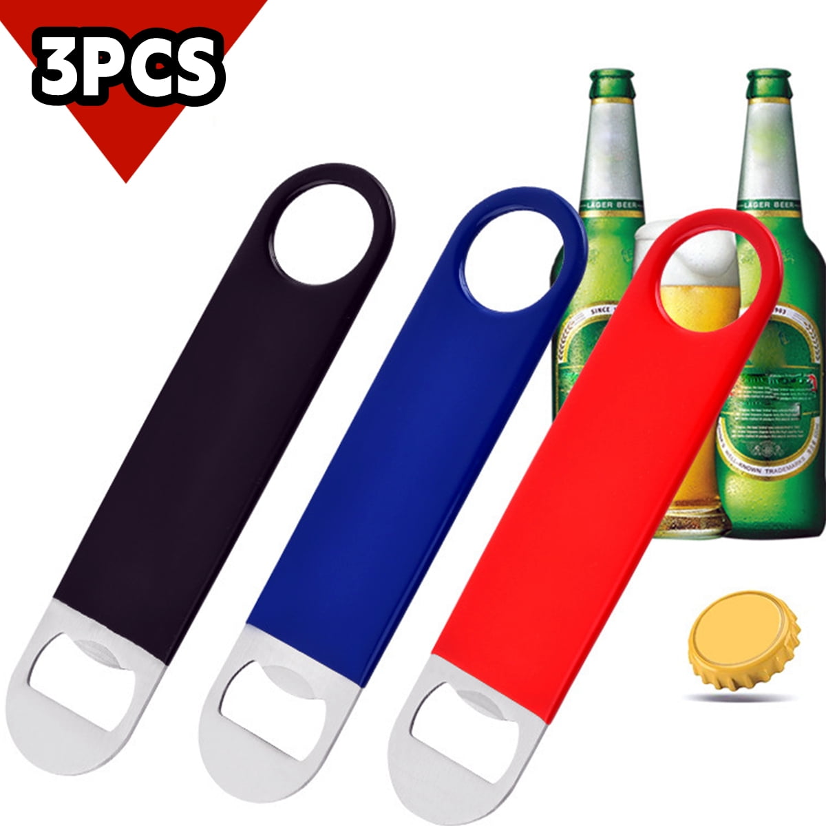 Stainless Steel Beer Opener Solid Color Bottle Opener Durable Flat