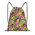 thumbnail image 1 of Saiise Colrful Tropical Leaves Pattern Sports Drawstring Backpack - String Swim Gym Bag with Wet Proof Pocket for Women&Men-Small, 1 of 6