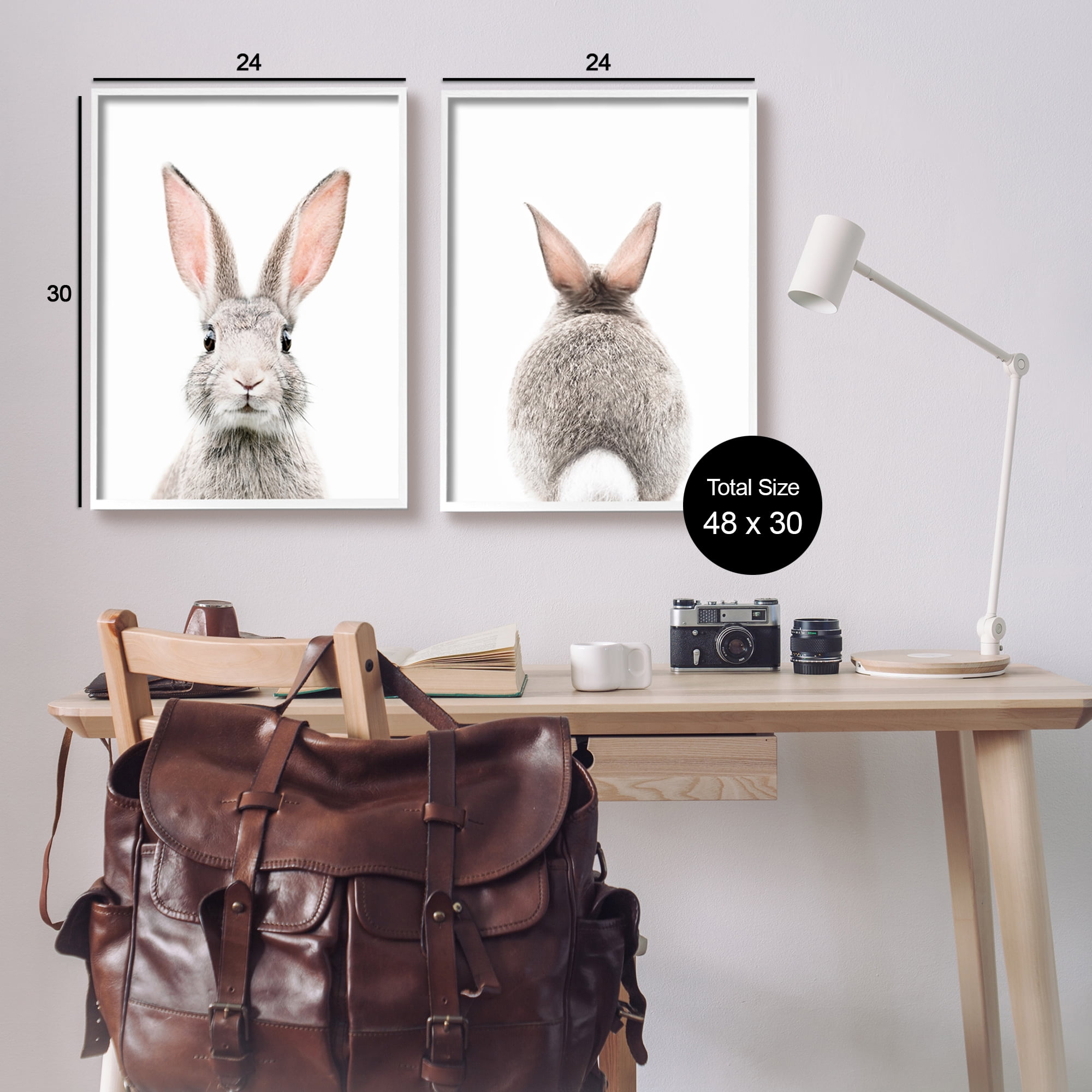 Stupell Industries Back & Front Bunnies Animals & Insects Painting White Framed Art Print Wall Art, 24 x 30, Set of 2