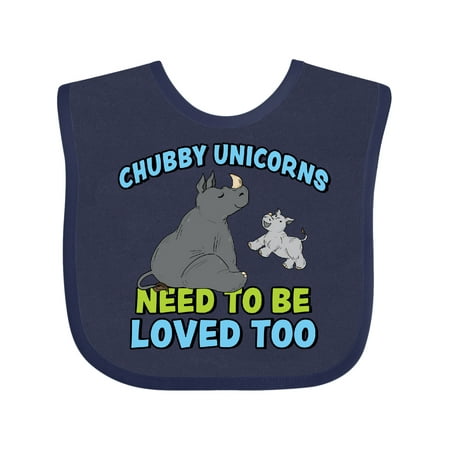 

Inktastic Chubby Unicorns Need Love Too with Cute Rhinos Gift Baby Boy or Baby Girl Bib
