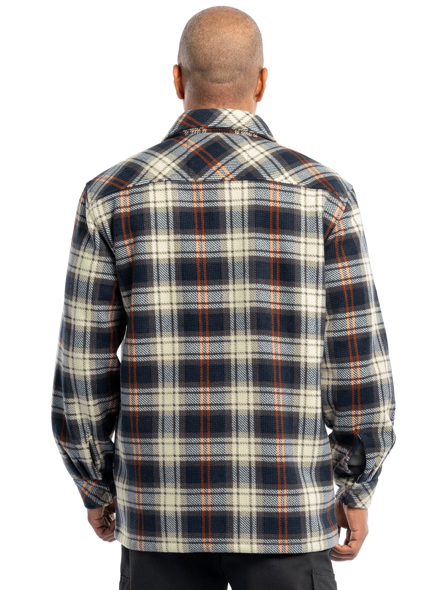 Wrangler Workwear Men's Button-up Bonded Flannel Texture Long Sleeve Overshirt, Size S-3XL