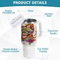 thumbnail image 4 of 40 Oz Car Handle Water Bottle Water Cup Water Bottle Water Jug Coffee Cup Travel Water Bottle Color Art Cat, 4 of 8