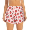 thumbnail image 2 of Xecao's Strawberry for a double-layer running short for women, perfect for gym, tennis, and more, featuring a convenient pocket., 2 of 9