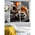thumbnail image 3 of Coffee Bread Sheer Curtains 2 Panels Set Modern Hot Coffee Cup Croissant Sheer Window Curtains Light Filtering Rod Pocket Voile Drapes for Bedroom Living Room 52"X72", 3 of 8