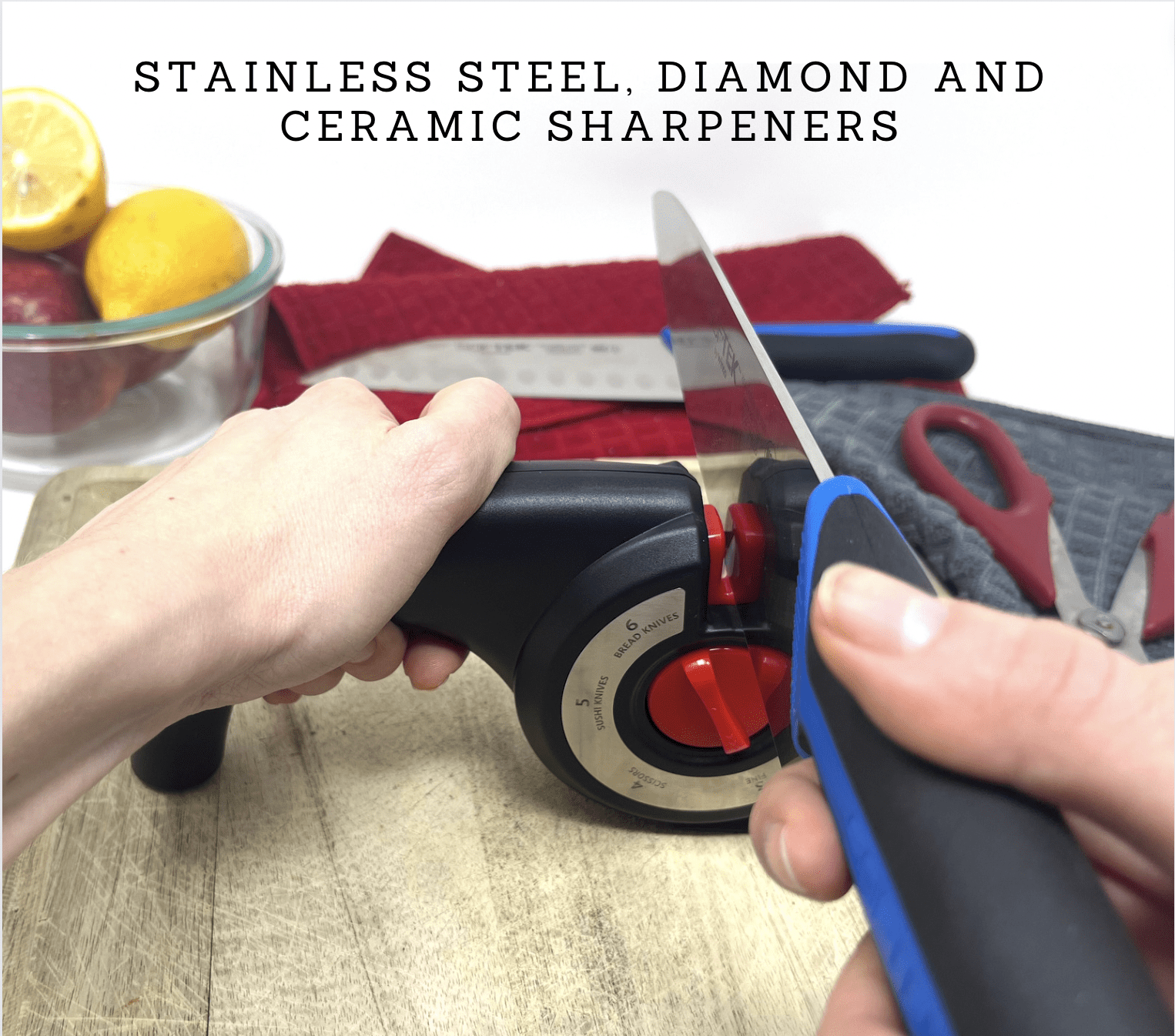 Cutlery Mania Knife and Scissor Sharpening Tool | 6 Specialized Sharpeners | Professional sharpening