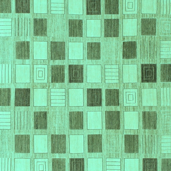 Ahgly Company Indoor Square Checkered Turquoise Blue Modern Area Rugs, 3' Square