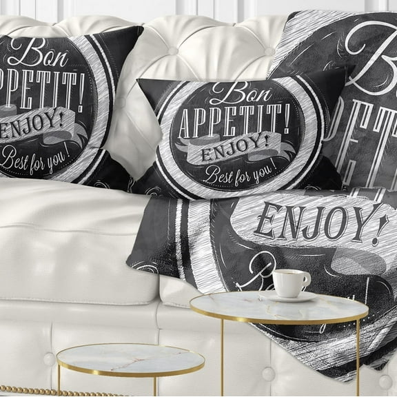 Designart Lettering on a Plate - Abstract Throw Pillow - 12x20