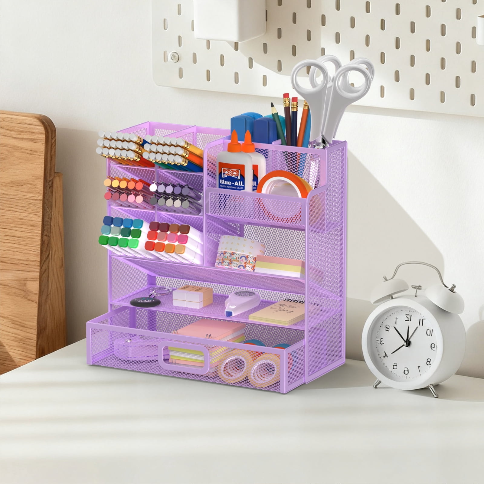 Sharkwoods Desktop Storage Rack, Multifunctional Stationery Storage Box, Office Storage Supplies, Separated Storage, Desk Organizers and Accessories for Office