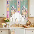 thumbnail image 4 of Easter Bunny Swag Valance Curtains Rabbit Tulip Grass Sage Green Wood Grain Rod Pocket Swag Curtains Small Window Treatments for Kitchen Bathroom Bedroom 36" W x 36" L, 2 Panels, 4 of 9
