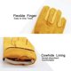 thumbnail image 2 of Guantes de trabajo de cuero Guante de jardinería de piel de vacuno resistente para corte de madera/construcción/conducción de camiones/trabajo en jardín/jardín (dorado, extragrande), 2 of 5
