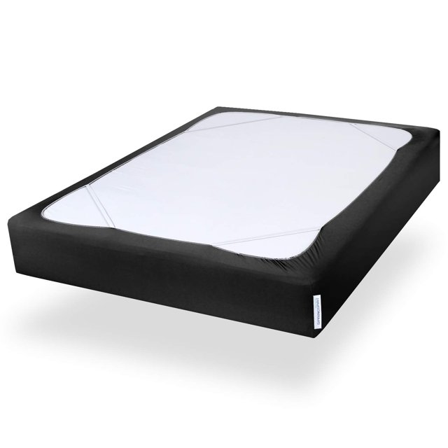 Box Spring Cover with Smooth and Elastic Woven Material, Alternates for Bed Skirt, King Size Only, Wrinkle & Fading Resistant, Washable, Dustproof, Black