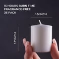 thumbnail image 2 of CANDWAX Unscented White Votive Candles Set of 36 - Clean-Burning, Long-Lasting 15 Hour Burn - Ideal for Weddings, Home Décor, Spa, Events - Bulk Value for Versatile Use, 2 of 7