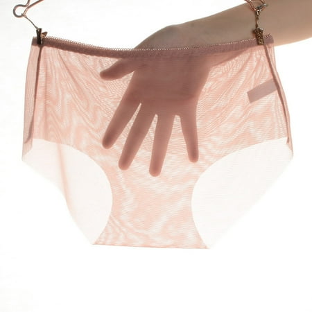 Pavied Seamless Underwear Plus Size Underwear Women s Full Transparent Crotch Low Waist Underwear Seamless Mesh Large Underwear See Through Lingerie Womens Underwear Rose Gold XL