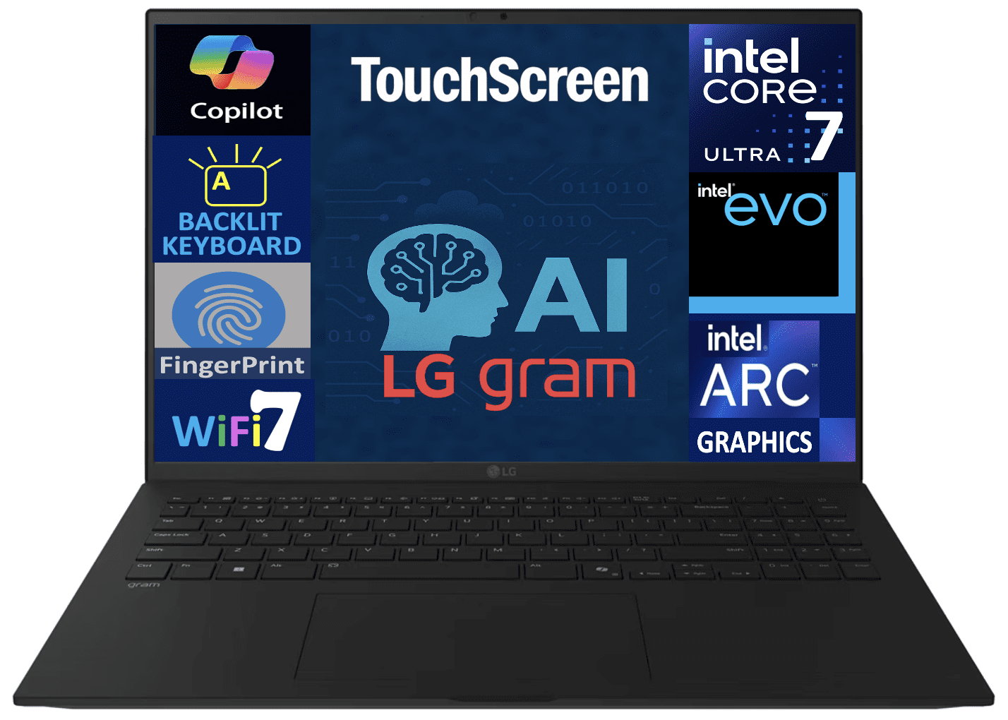 LG gram AI Powered Laptop 17.0in Touchscreen LCD WQXGA Display