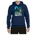 thumbnail image 2 of Wild Bobby, Wolf Howling At the Full Moon Wolf Pack Animal Lover Unisex Graphic Hoodie Sweatshirt, Navy, 2XL, 2 of 3