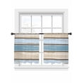 thumbnail image 6 of Blue Wood Grain Sheer Curtains for Living Room Bedroom Vintage Country Watercolor Striped Sheer Curtains 45 Inch Long 2 Panels Set Light Filtering Curtain Window Treatments Drapes for Dining Room, 6 of 6
